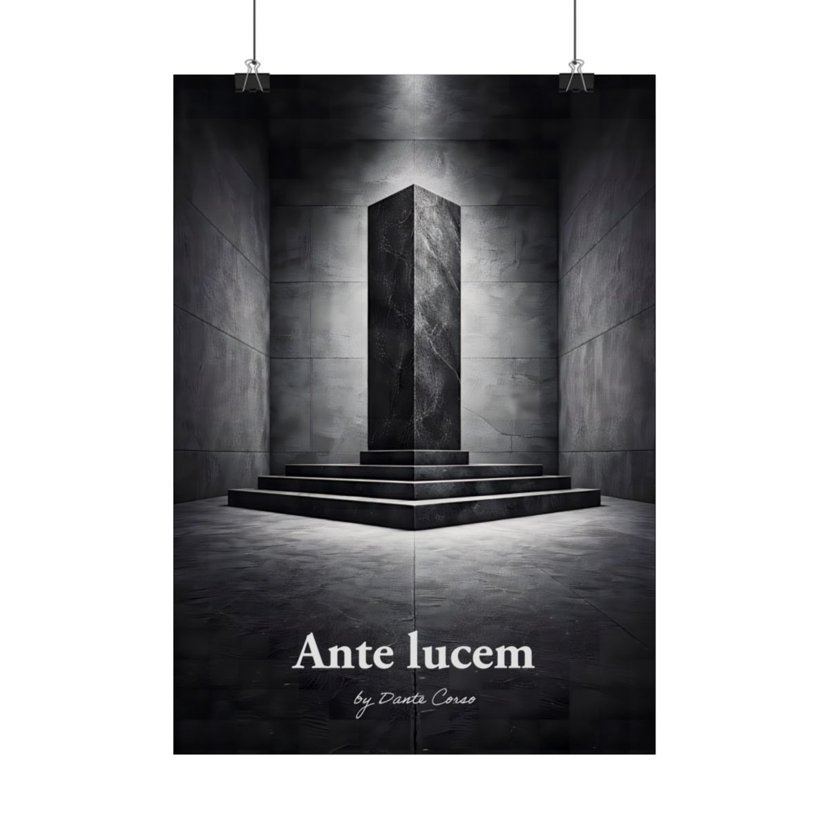Póster Ante lucem — Monolito · lámina decorativa minimalista oscura para pared